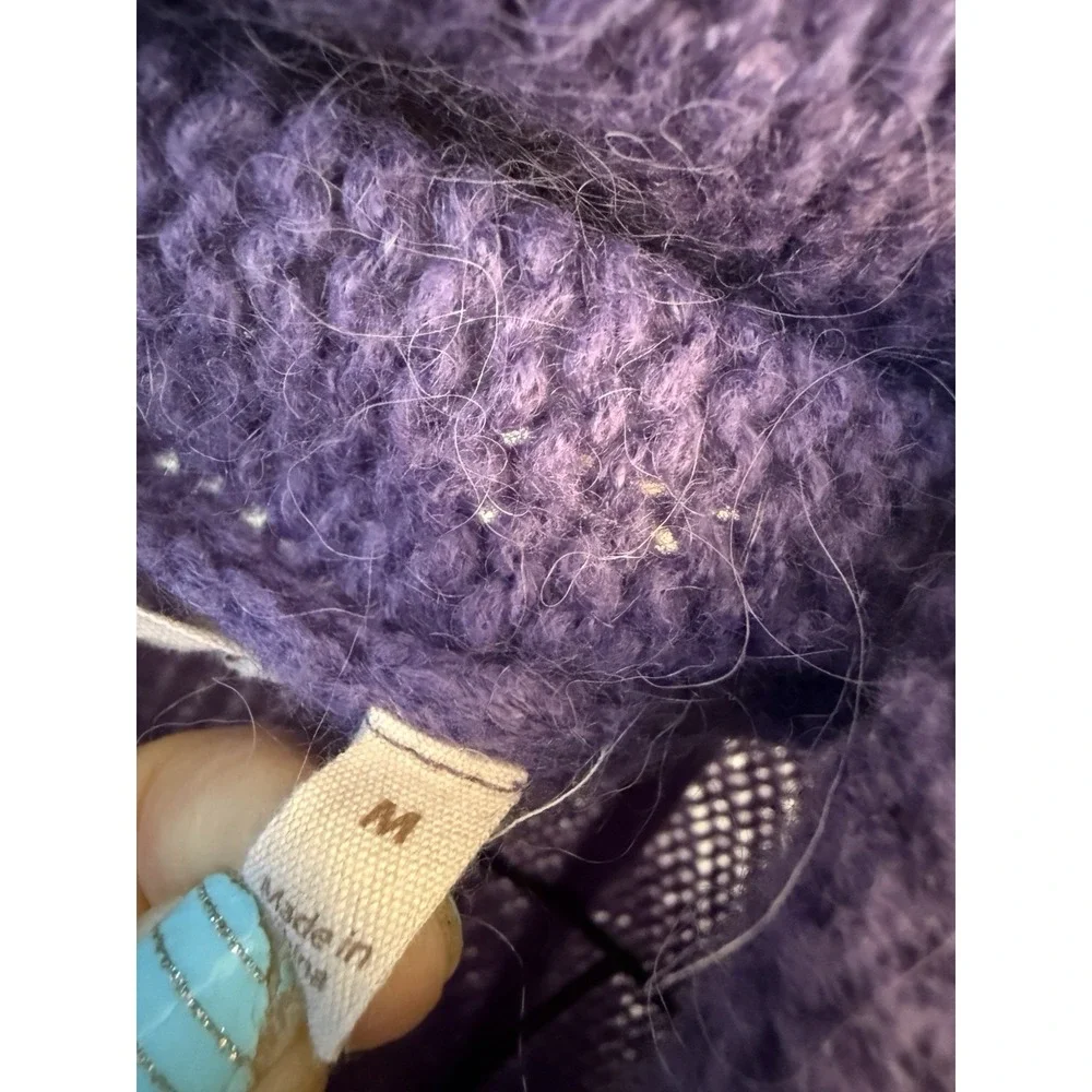 Soft Surroundings Telluride Topper Long Cardigan Size M Purple Wool Mohair - Picture 5 of 8